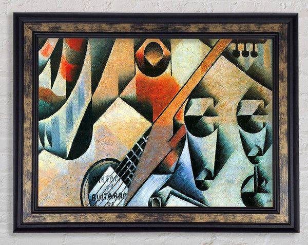 Juan Gris Banjo (Guitar) And Glasses Framed Print