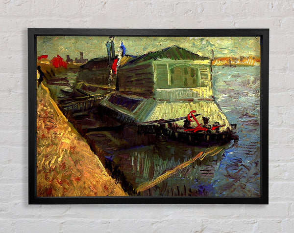 Van Gogh Bathing Float On The Seine At Asniere Framed Print