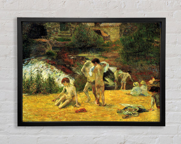 Gauguin Bathing In The Mill Of Bois D Amour Framed Print