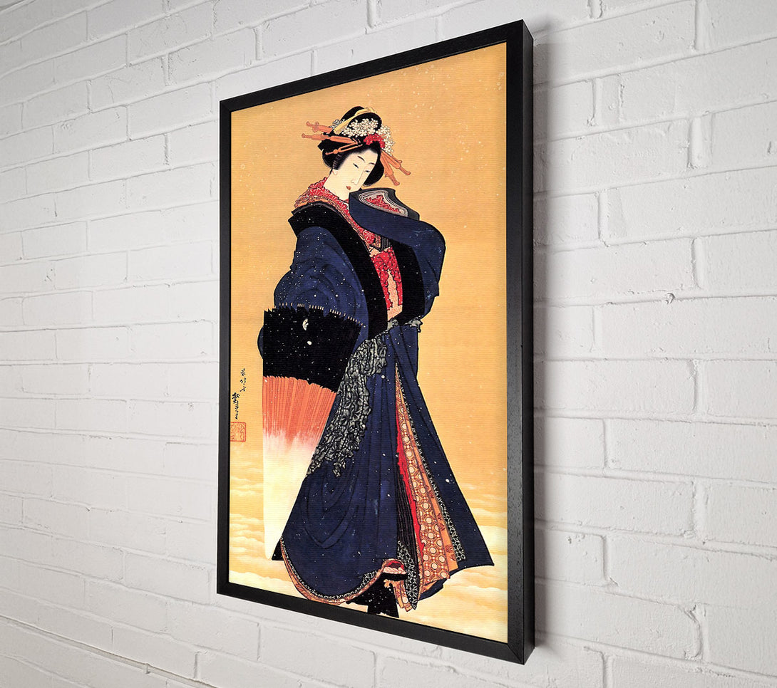  A Canvas Print of Hokusai Beauty With Umbrella In The Snow Canvas Wall Art