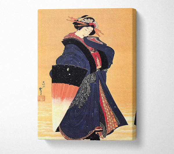  A Canvas Print of Hokusai Beauty With Umbrella In The Snow Canvas Wall Art