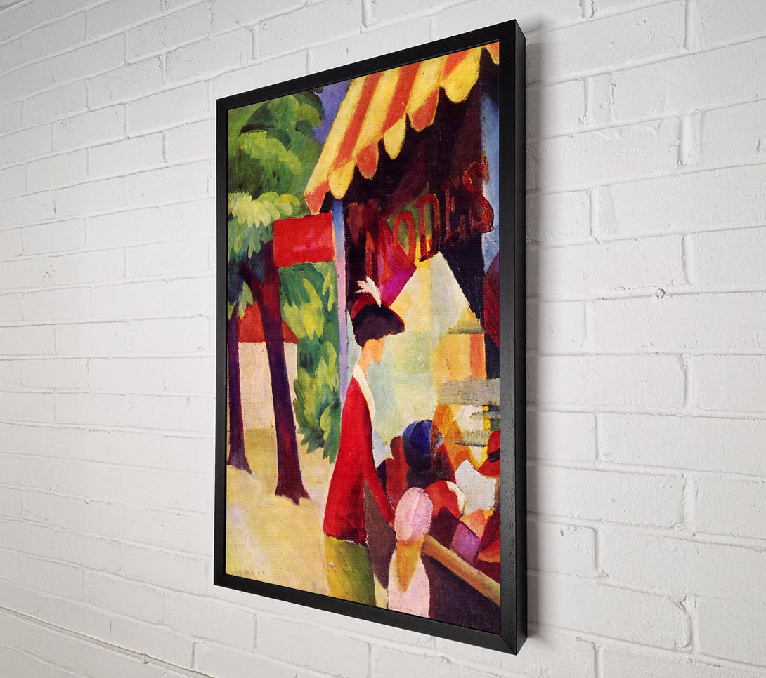  A Canvas Print of August Macke Before Hutladen Woman With A Red Jacket And Child Canvas Wall Art