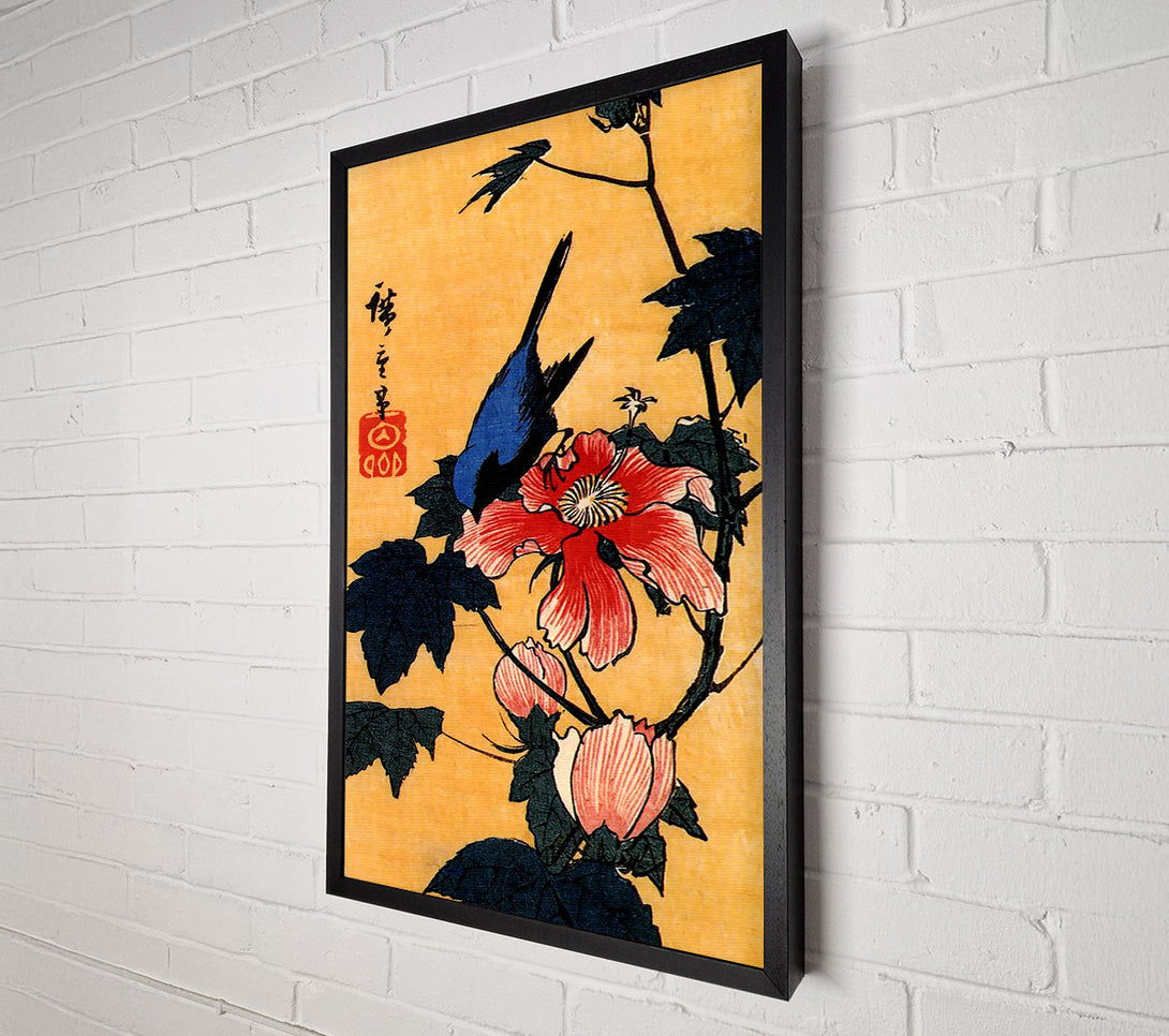  A Canvas Print of Hiroshige Bird On A Hibiscus Flower Canvas Art