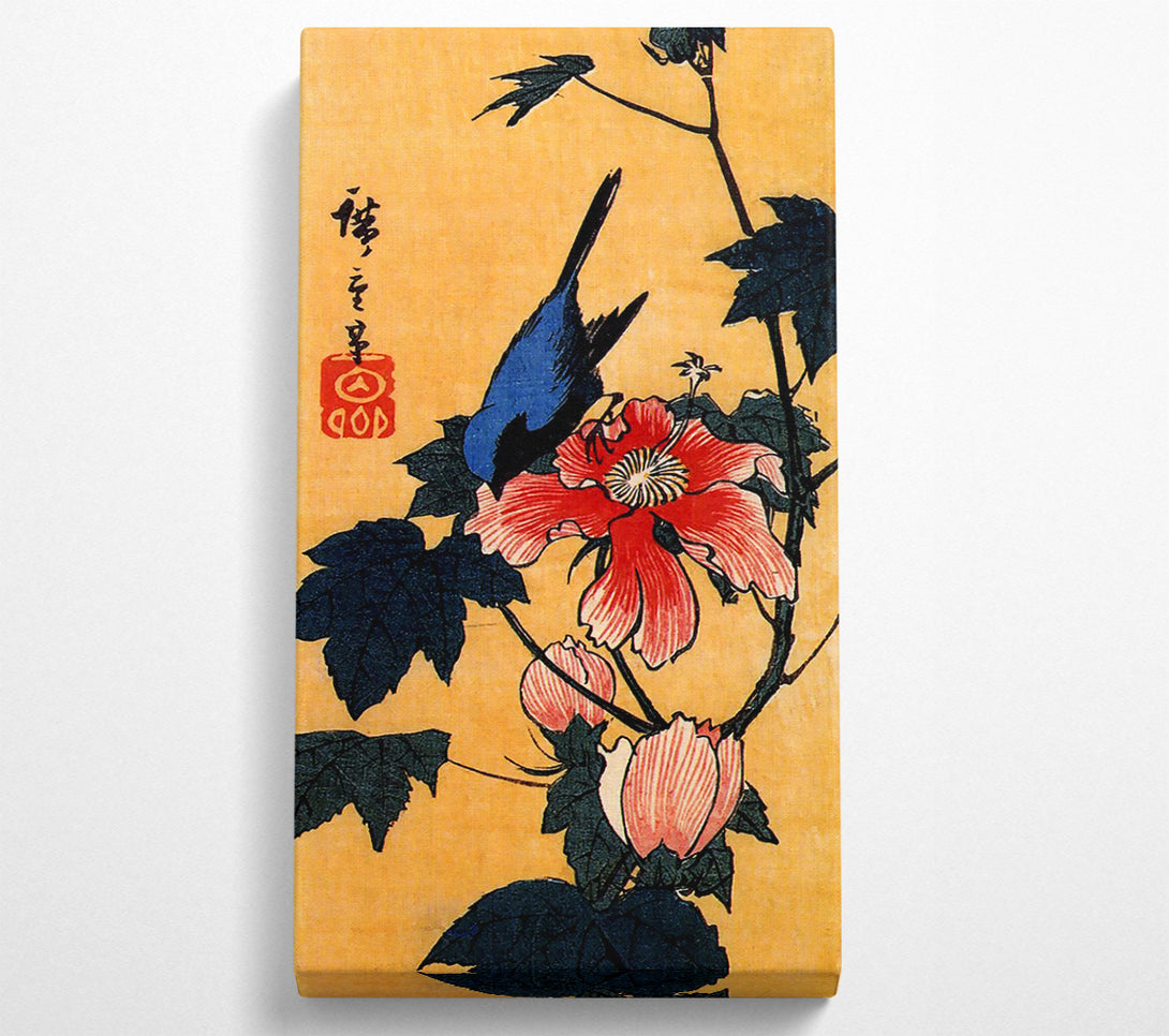  A Canvas Print of Hiroshige Bird On A Hibiscus Flower Canvas Art