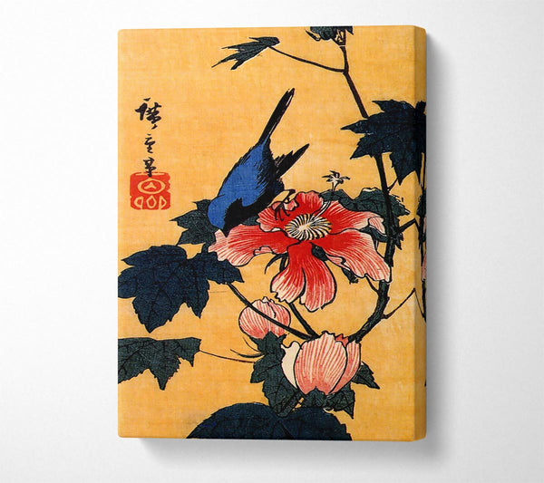  A Canvas Print of Hiroshige Bird On A Hibiscus Flower Canvas Art
