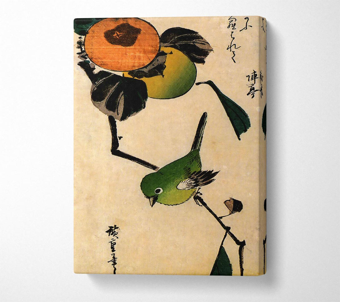  A Canvas Print of Hiroshige Bird On A Persimmon Tree Canvas Art