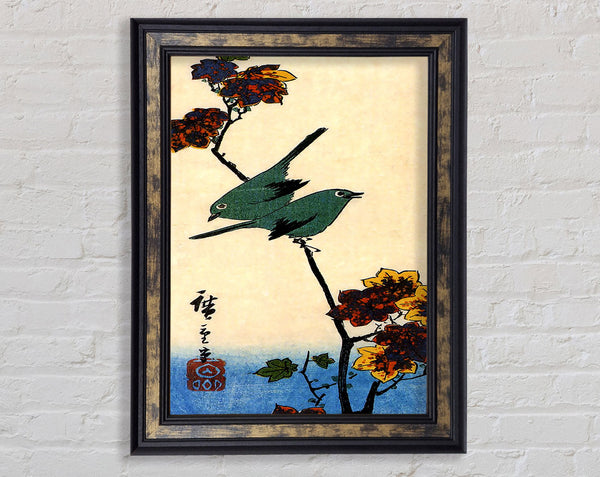 Hiroshige Birds On A Maple Branch Framed Print
