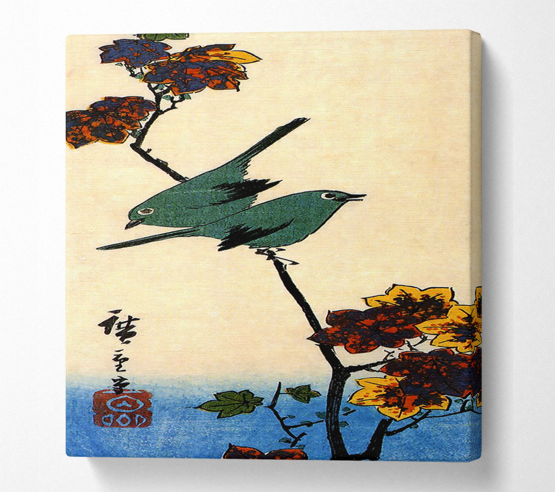  A Canvas Print of Hiroshige Birds On A Maple Branch Canvas Art