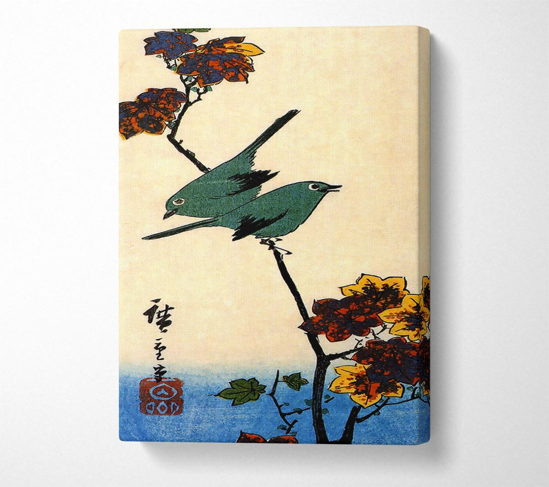  A Canvas Print of Hiroshige Birds On A Maple Branch Canvas Art