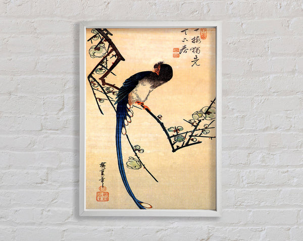 Hiroshige Blue Bird On A Plumtree Framed Print