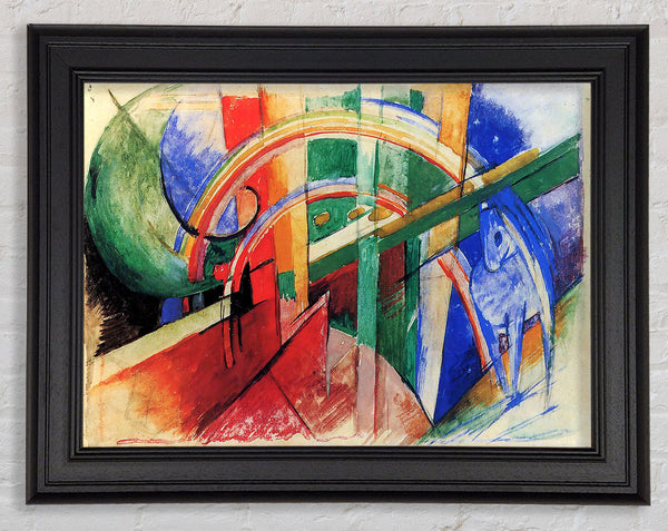 Franz Marc Blue Horse With Rainbow Framed Print