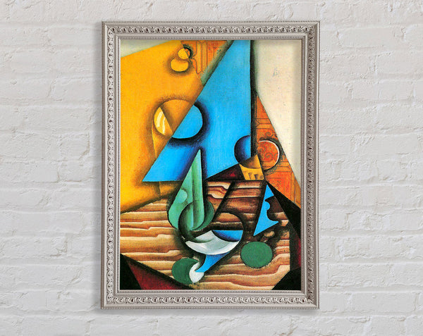 Juan Gris Bottle And Glass On A Table Framed Print