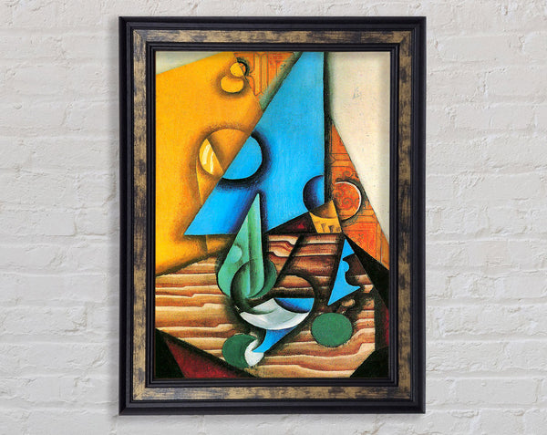 Juan Gris Bottle And Glass On A Table Framed Print