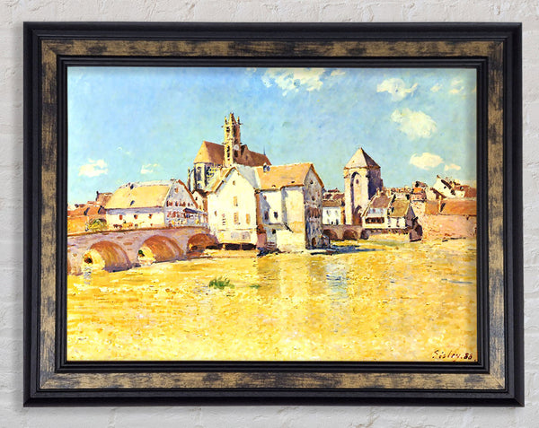 Sisley Bridge Of Moret In Morning Sun Framed Print