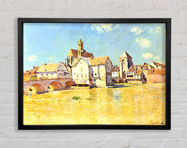 Sisley Bridge Of Moret In Morning Sun Framed Print