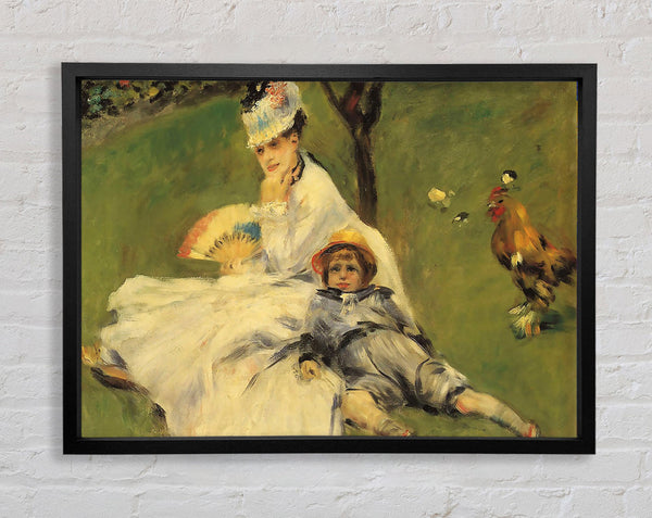 Renoir Camille Monet And Her Son Jean In The Garden Of Argenteuil Framed Print