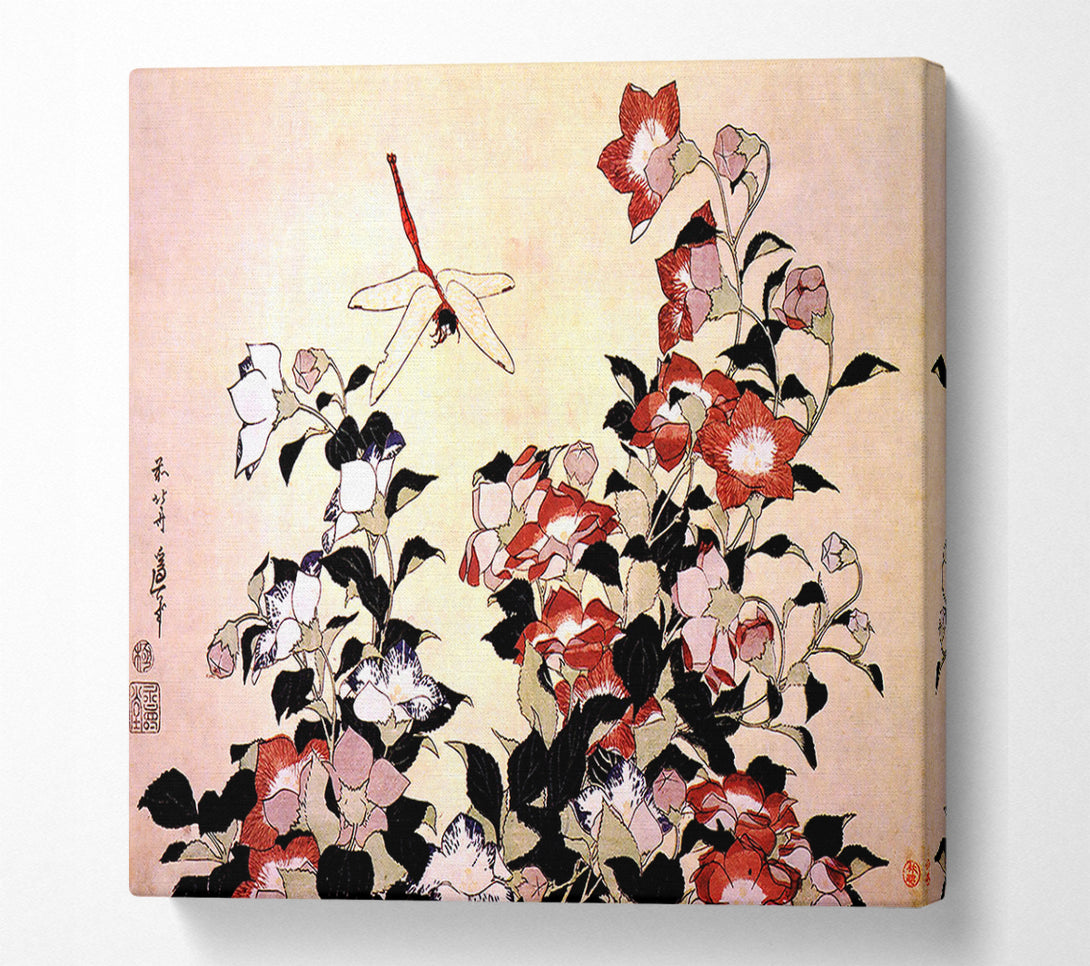  A Canvas Print of Hokusai Chinese Bell Flower And Dragon-Fly Canvas Art