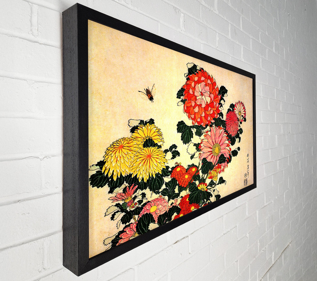  A Canvas Print of Hokusai Chrysanthemum And Bee Canvas Print