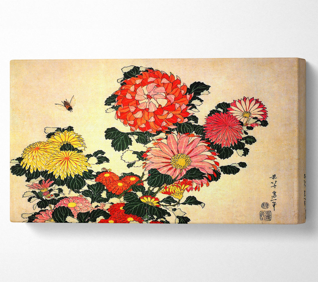  A Canvas Print of Hokusai Chrysanthemum And Bee Canvas Print