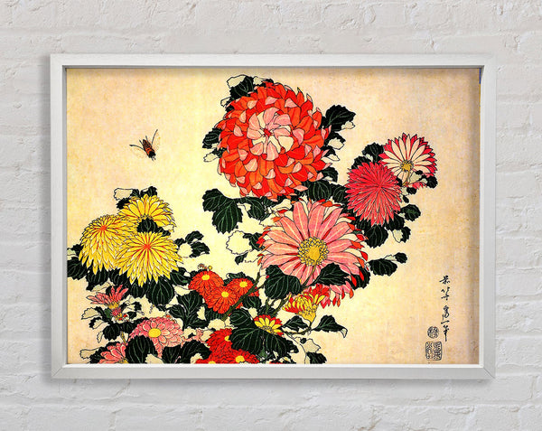 Hokusai Chrysanthemum And Bee Framed Print