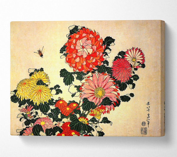  A Canvas Print of Hokusai Chrysanthemum And Bee Canvas Print