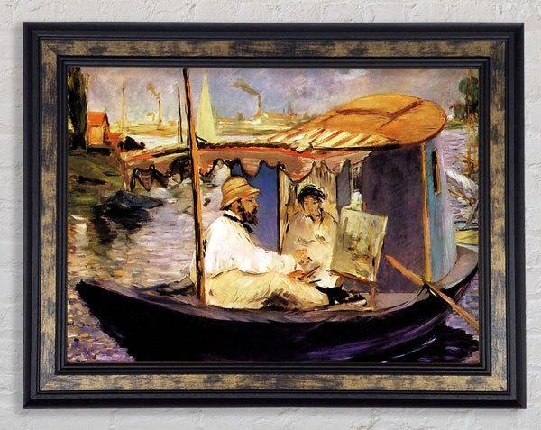 Manet Paints Claude Monet Dans Son Bateau Atelier 1874 Framed Print