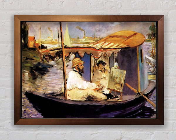 Manet Paints Claude Monet Dans Son Bateau Atelier 1874 Framed Print