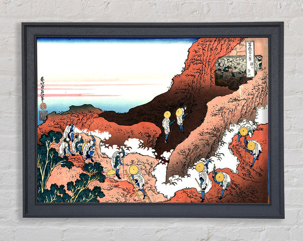 Hokusai Climbing On Mt Fuji Framed Print