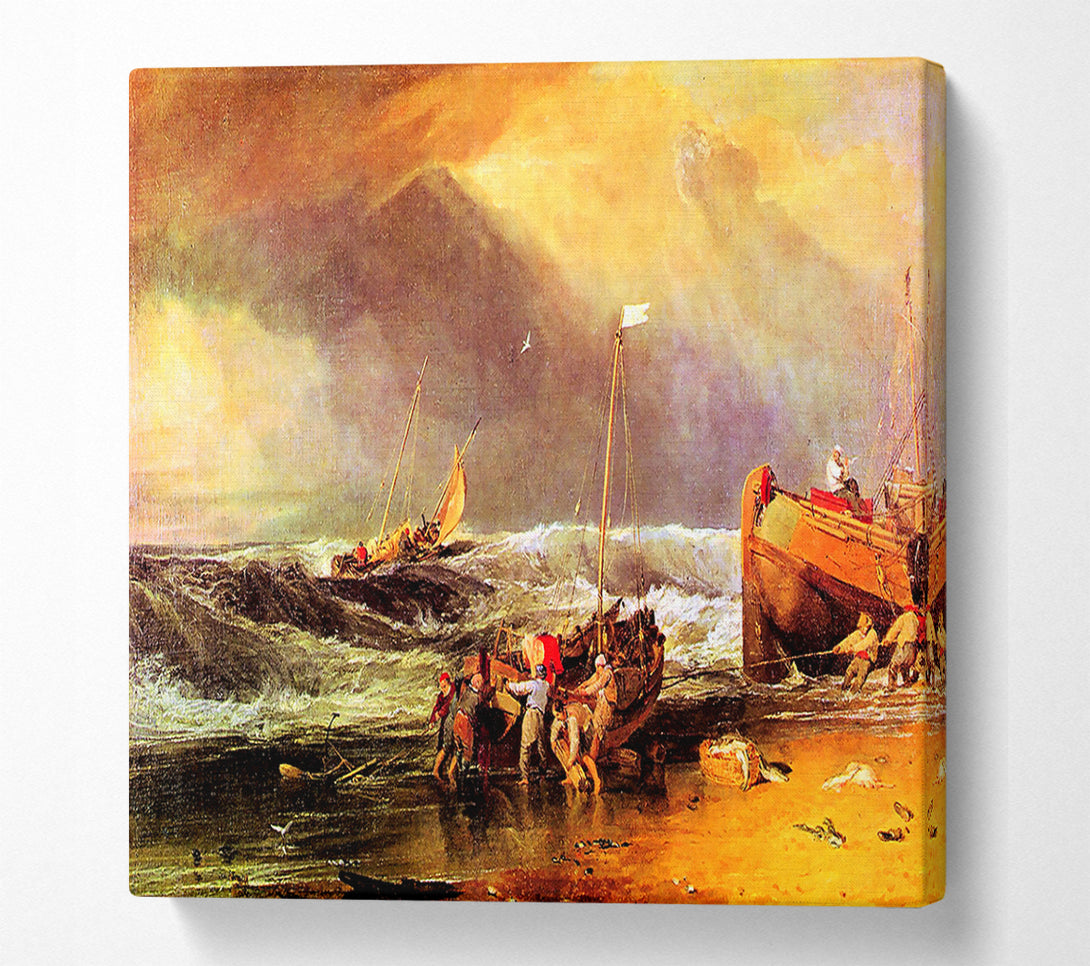  A Canvas Print of Joseph Mallord Turner Coastal Scene With Fishermen Canvas Art