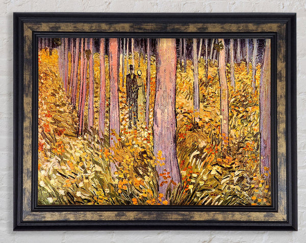 Van Gogh Couple Walk In The Woods Framed Print
