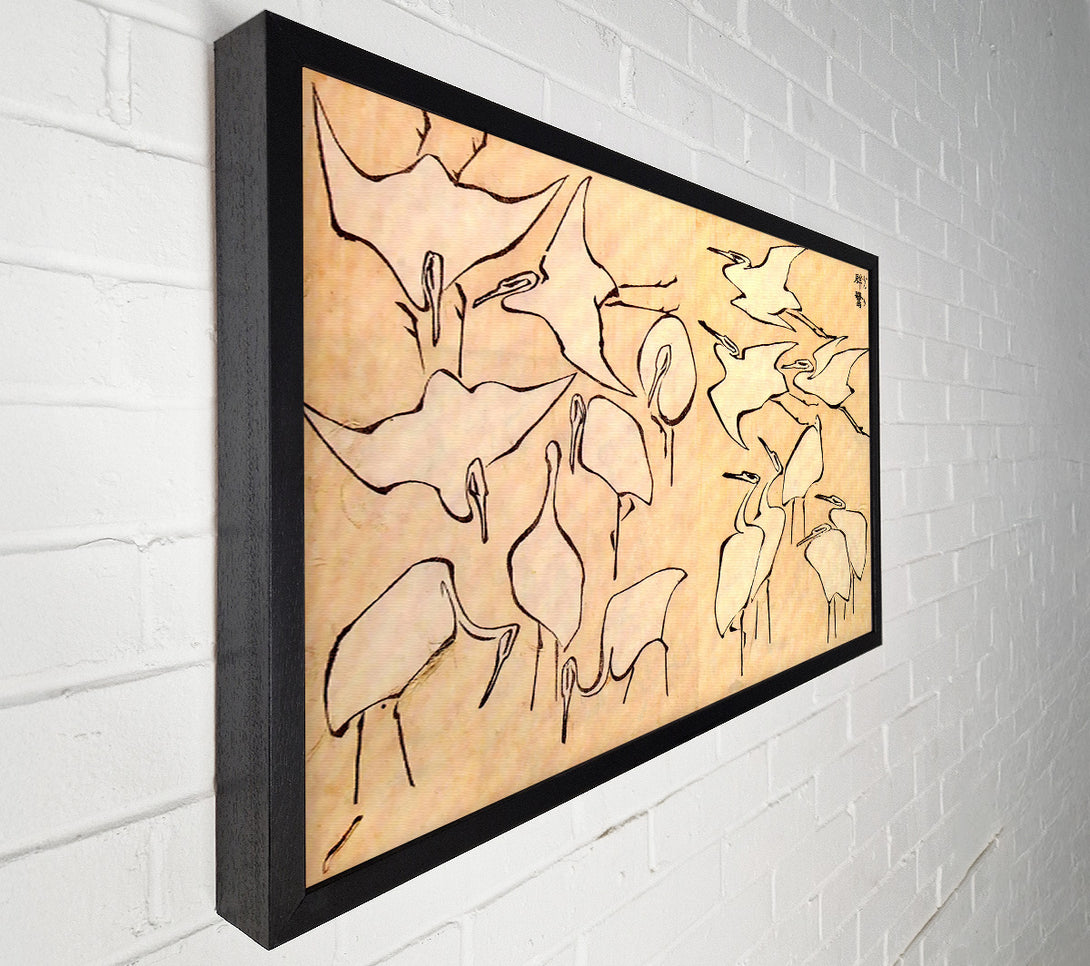  A Canvas Print of Hokusai Cranes Canvas Print