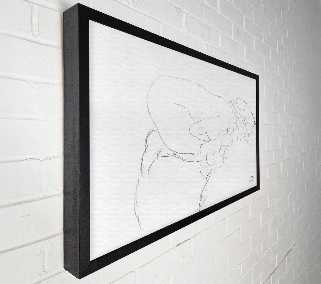  A Canvas Print of Klimt Crouching To Right Drawing Canvas Wall Art