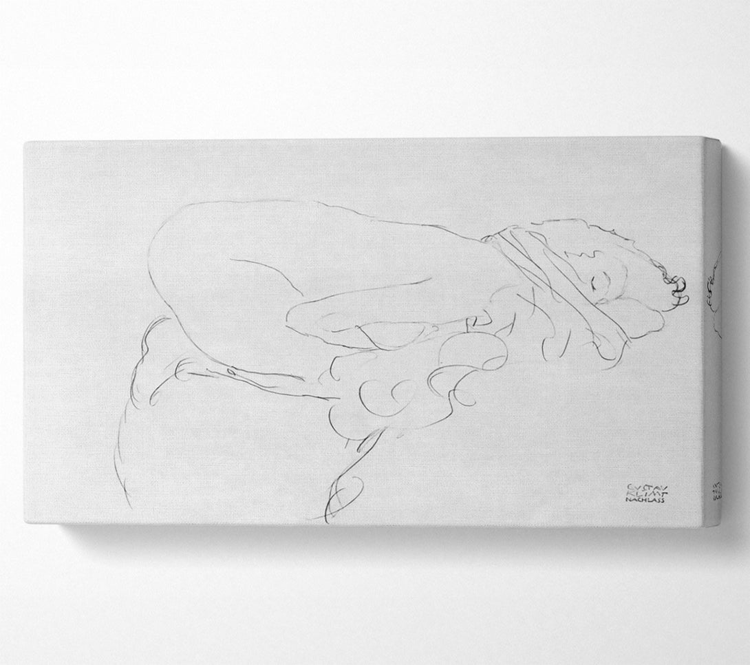  A Canvas Print of Klimt Crouching To Right Drawing Canvas Wall Art