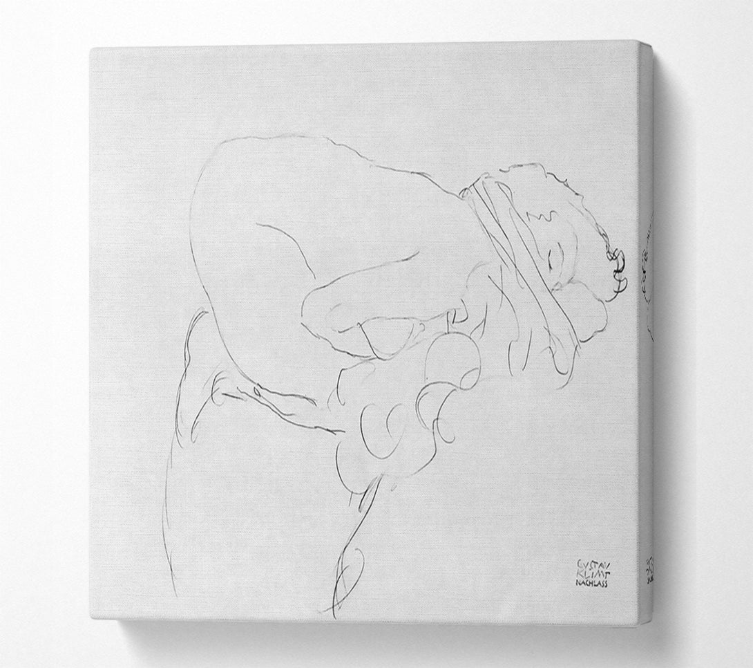  A Canvas Print of Klimt Crouching To Right Drawing Canvas Wall Art