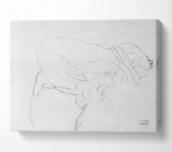  A Canvas Print of Klimt Crouching To Right Drawing Canvas Wall Art