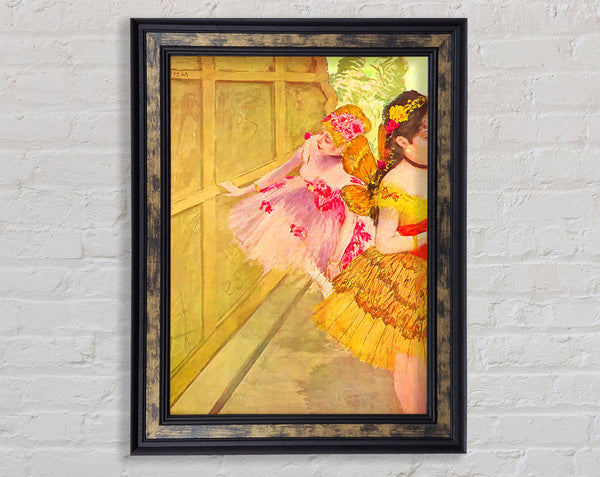 Degas Dancers Behind A Backdrop Framed Print