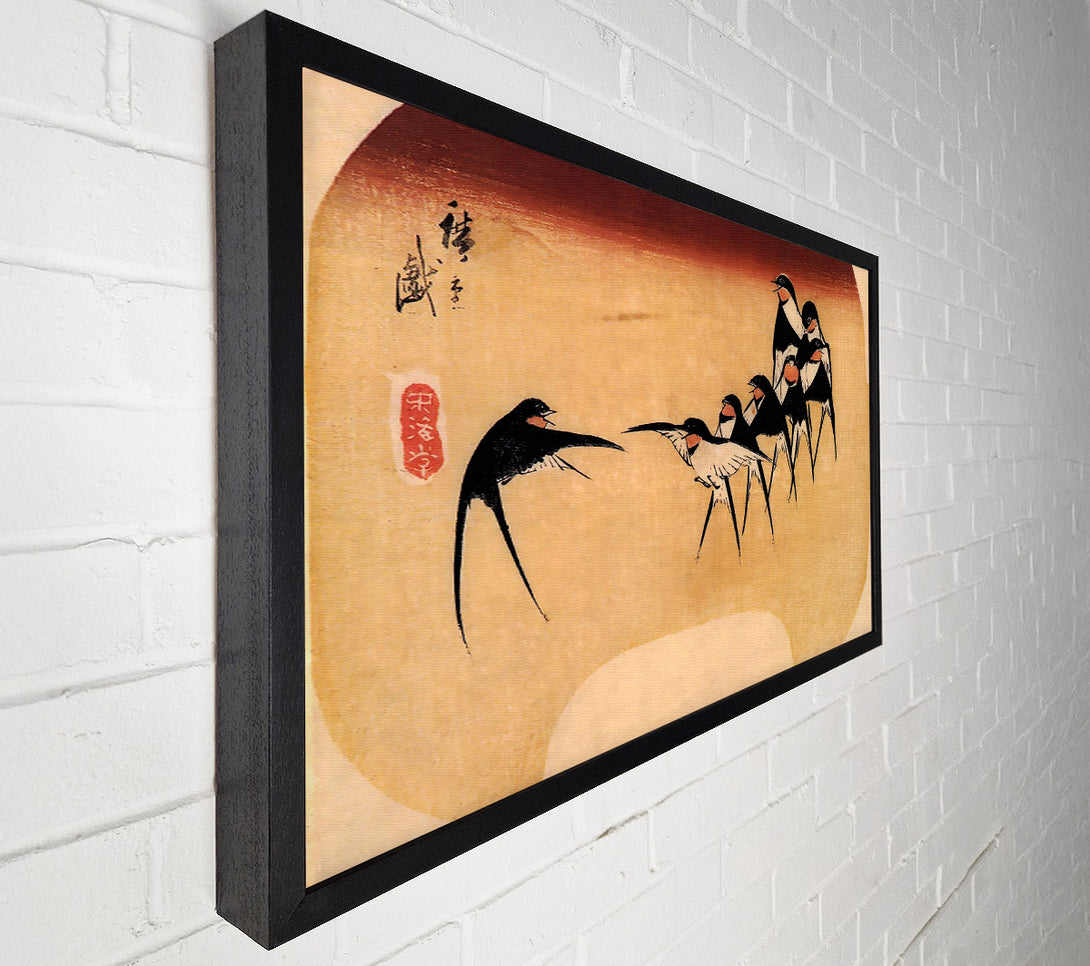  A Canvas Print of Hiroshige Dancing Swallows Canvas Art