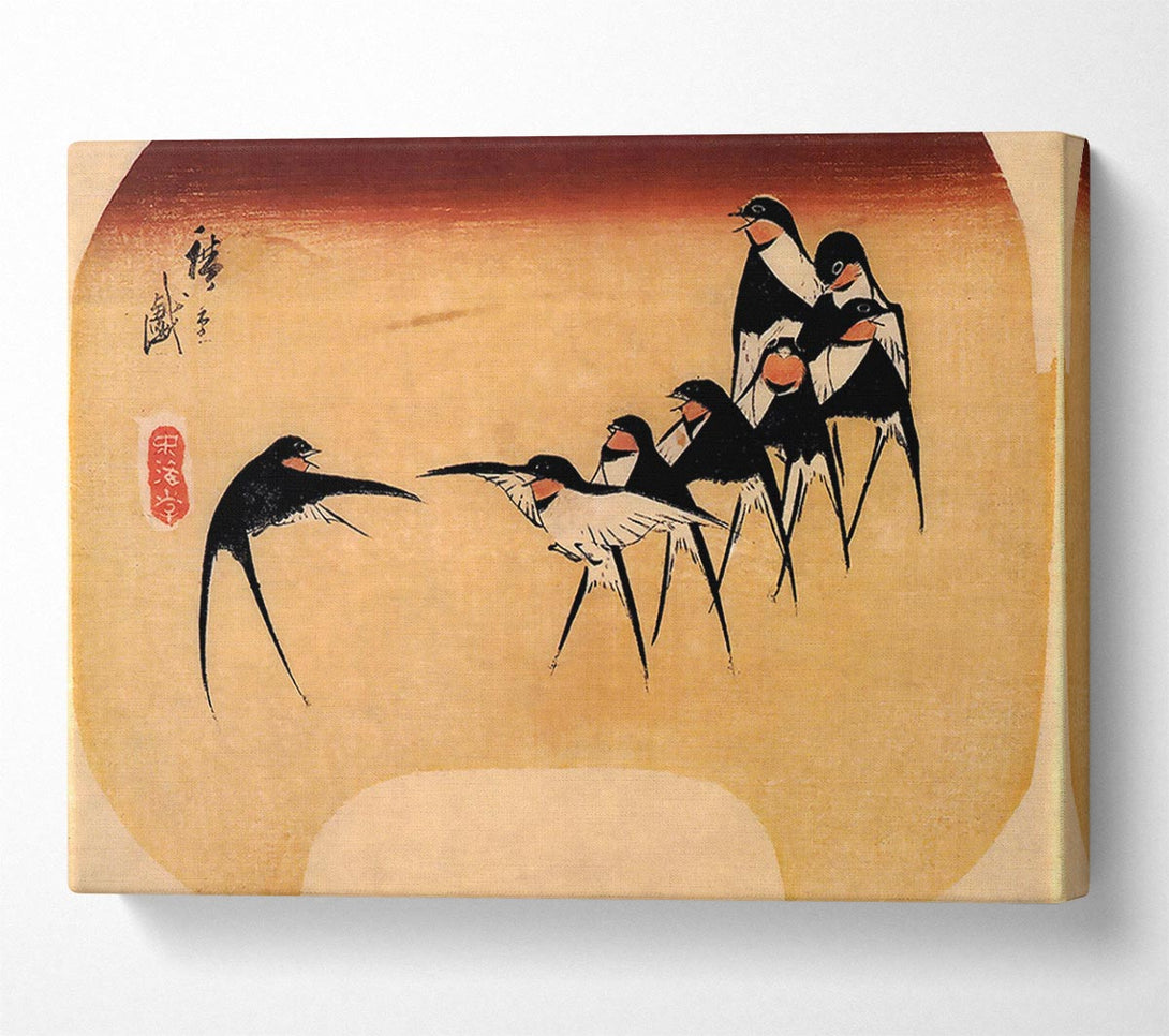  A Canvas Print of Hiroshige Dancing Swallows Canvas Art