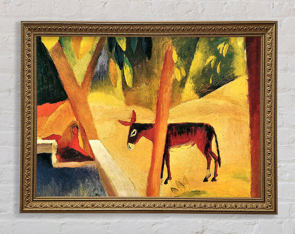 August Macke Donkeys In The Palms Framed Print