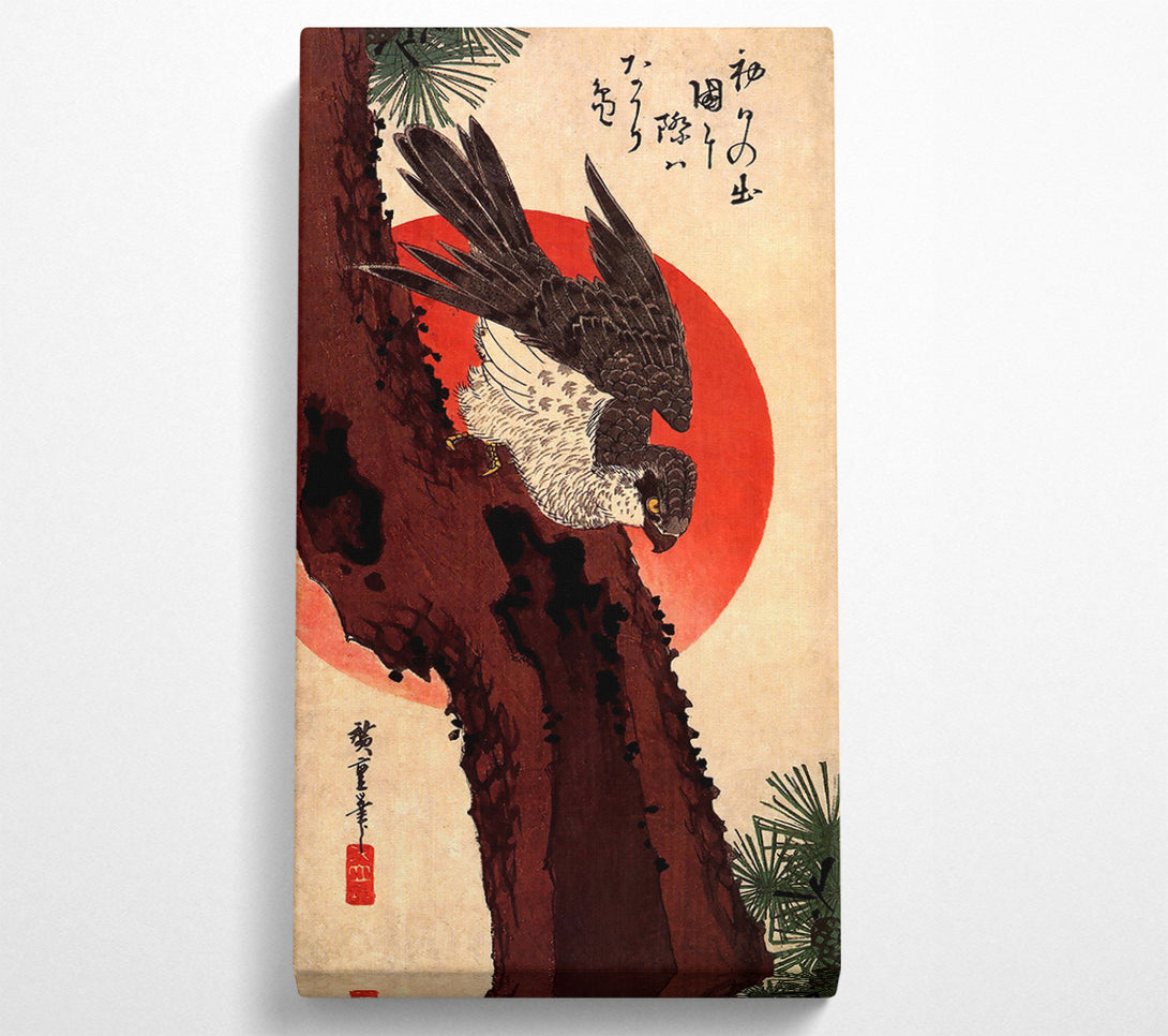  A Canvas Print of Hiroshige Falcon On A Pine With Rising Sun Canvas Art