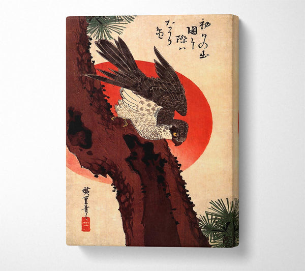  A Canvas Print of Hiroshige Falcon On A Pine With Rising Sun Canvas Art