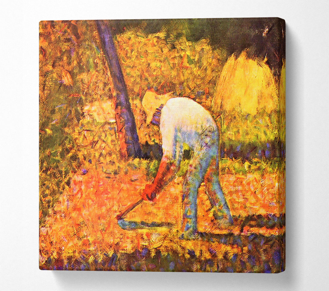  A Canvas Print of Seurat Farmer With Hoe Canvas Print