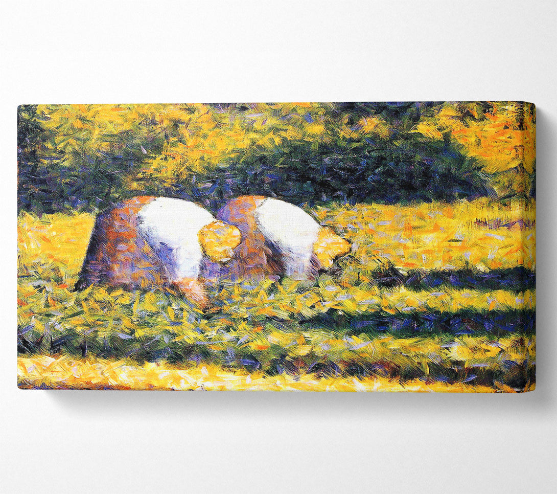  A Canvas Print of Seurat Farmers At Work Canvas Print
