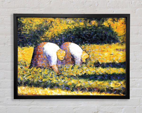 Seurat Farmers At Work Framed Print
