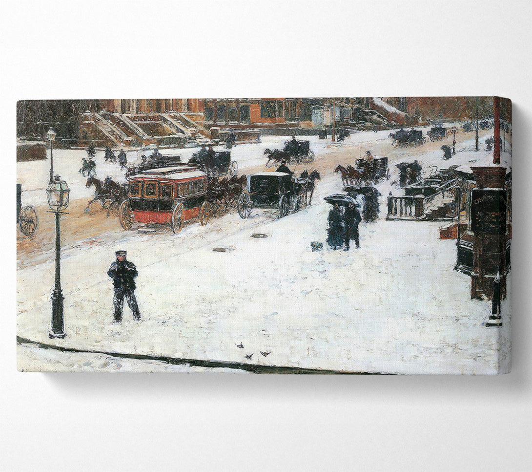  A Canvas Print of Hassam Fifth Avenue In Winter Canvas Print