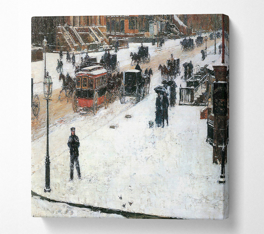  A Canvas Print of Hassam Fifth Avenue In Winter Canvas Print
