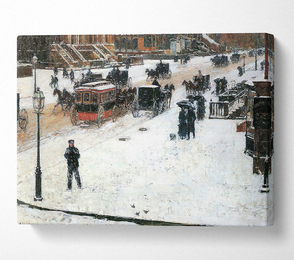  A Canvas Print of Hassam Fifth Avenue In Winter Canvas Print