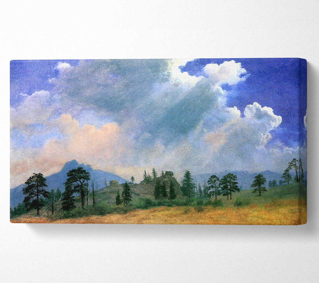  A Canvas Print of Bierstadt Fir Trees And Storm Clouds Canvas Art