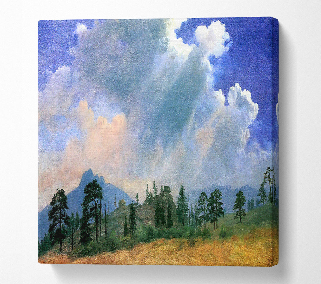  A Canvas Print of Bierstadt Fir Trees And Storm Clouds Canvas Art