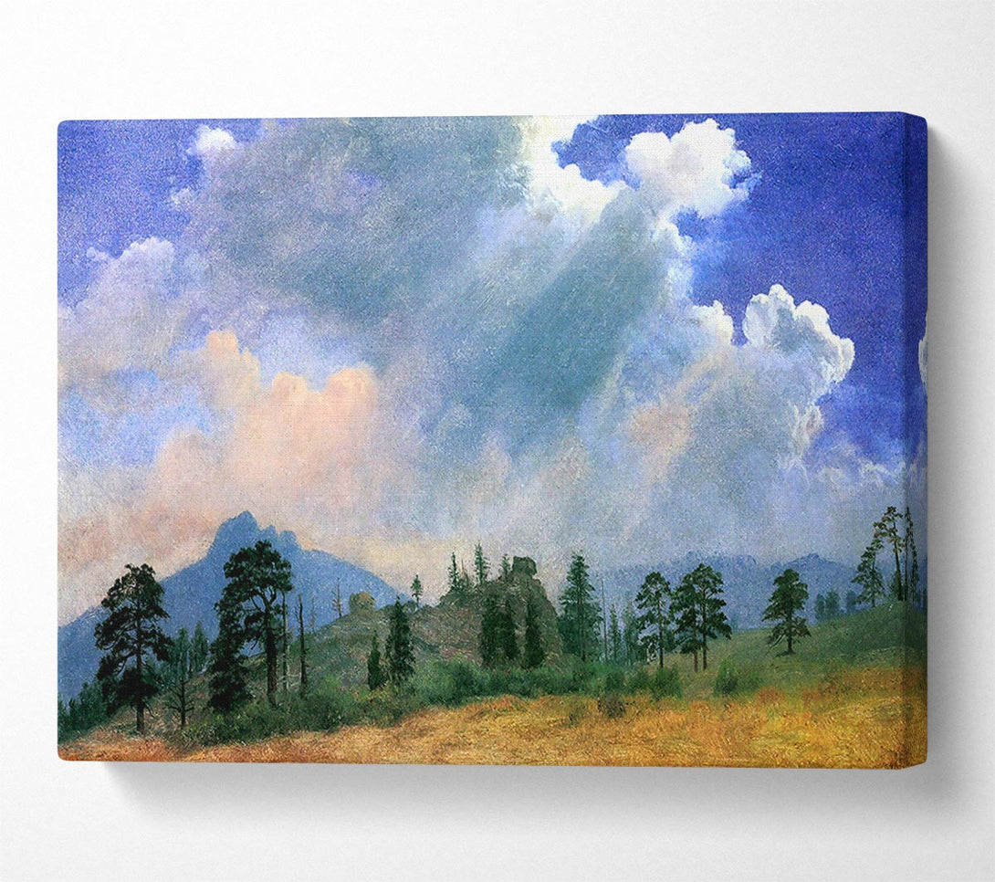  A Canvas Print of Bierstadt Fir Trees And Storm Clouds Canvas Art